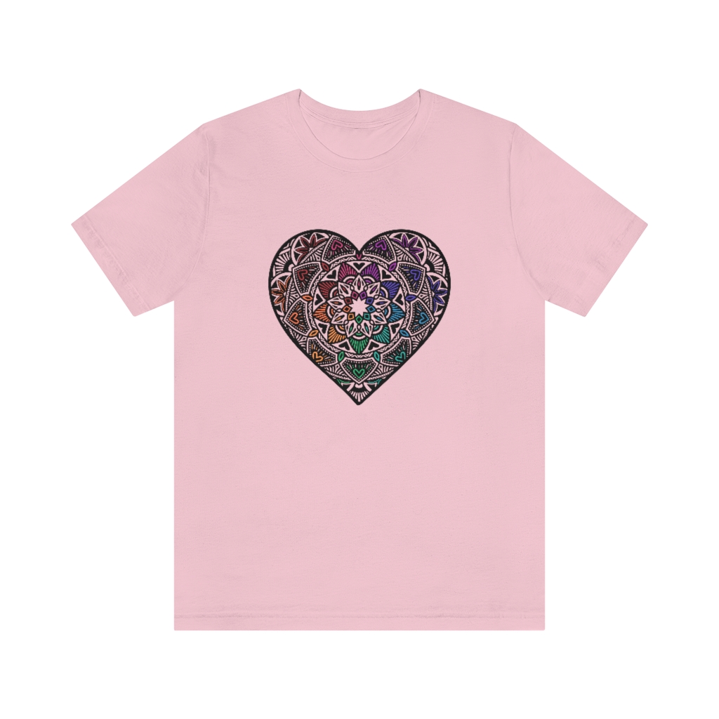 Rainbow Heart Mandala with 9 Pointed Star - Baha’i T-Shirt Unisex ...